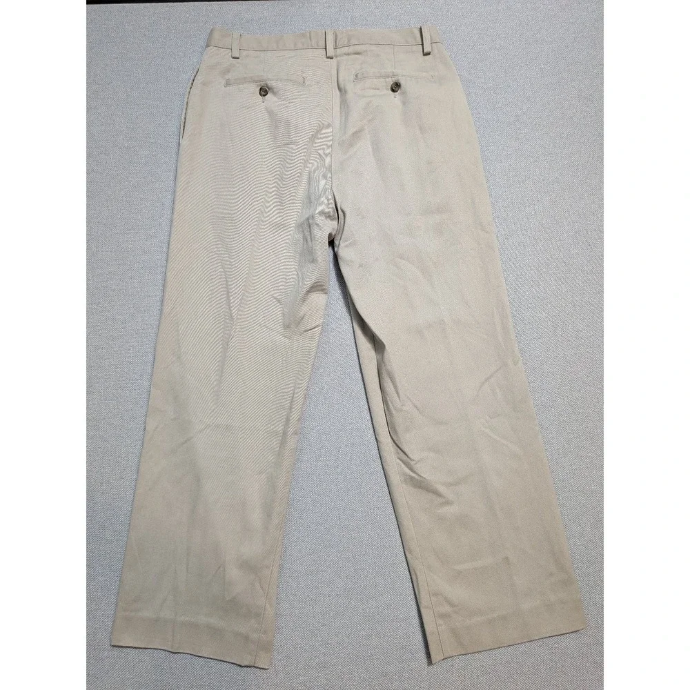 Eddie Bauer Mens Pants Beige 33x30 Twill Breathable Pockets Classic Pleated 100%